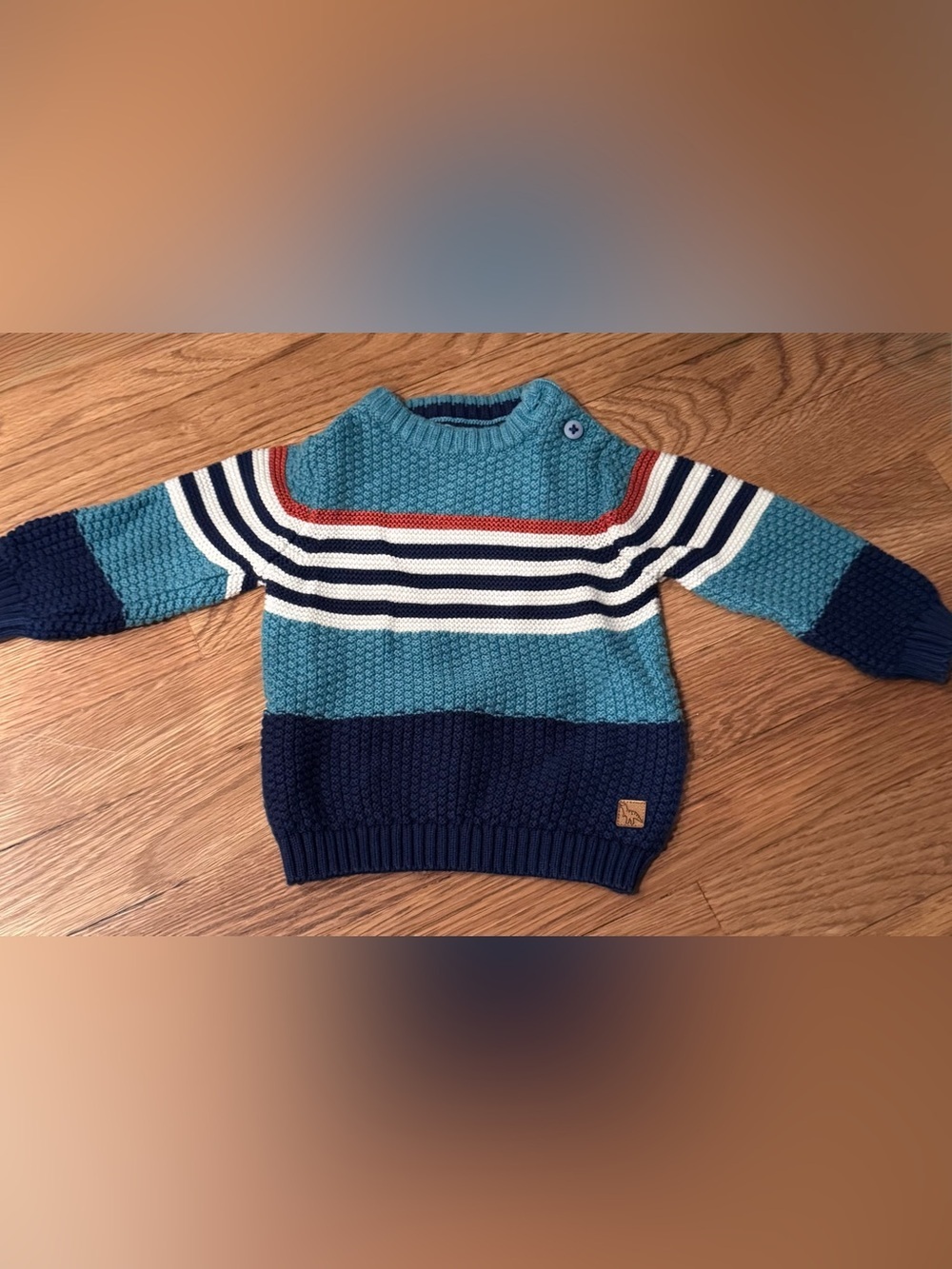 ☀️Striped Knit Crew Sweater in Teal, Navy & Cream